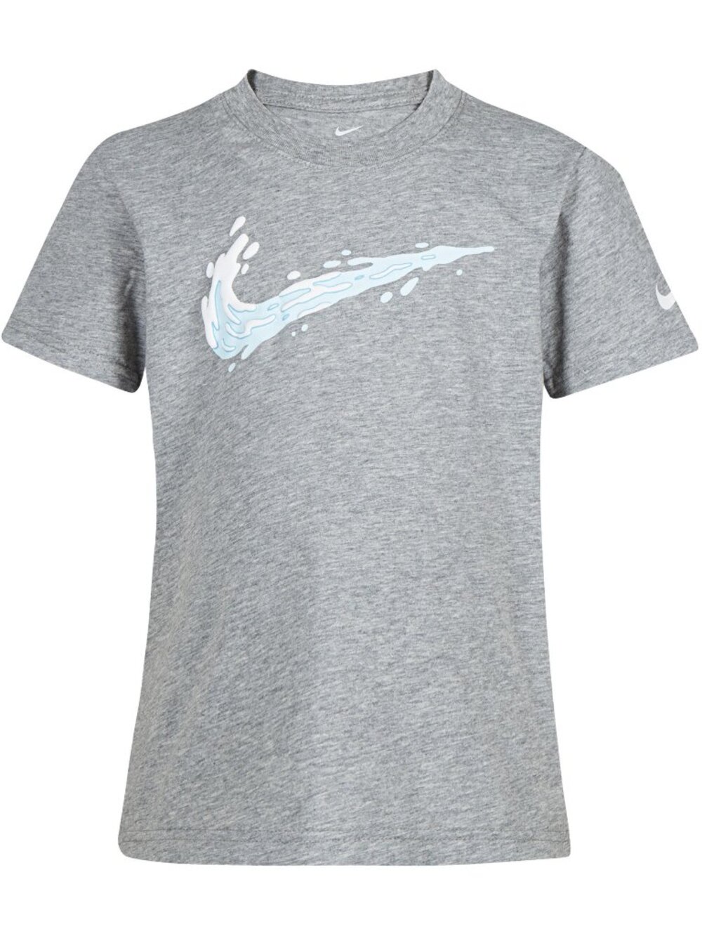 Nike Kids Gray T-Shirt With Blue Water Splash Logo – Size XS (3-4 YRS)